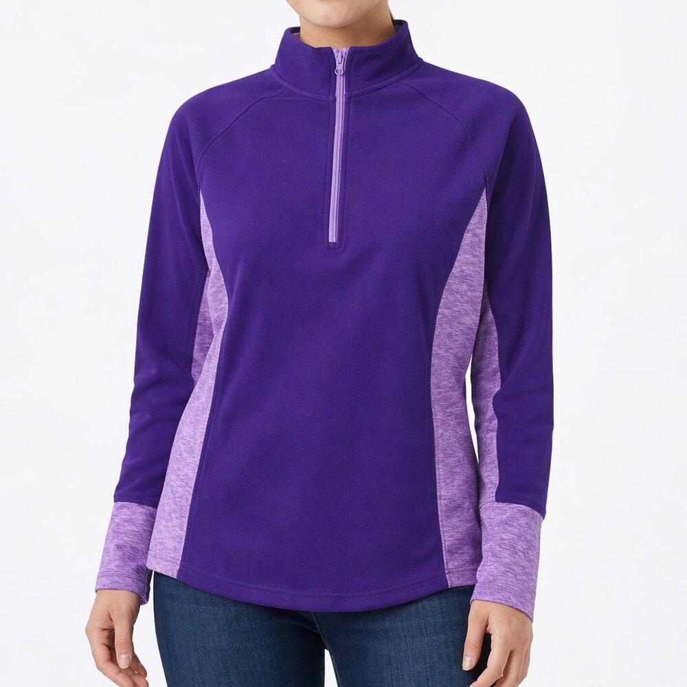 SO LISH Purple Heathered Contrast Fleece Quarter Zip Pullover XL